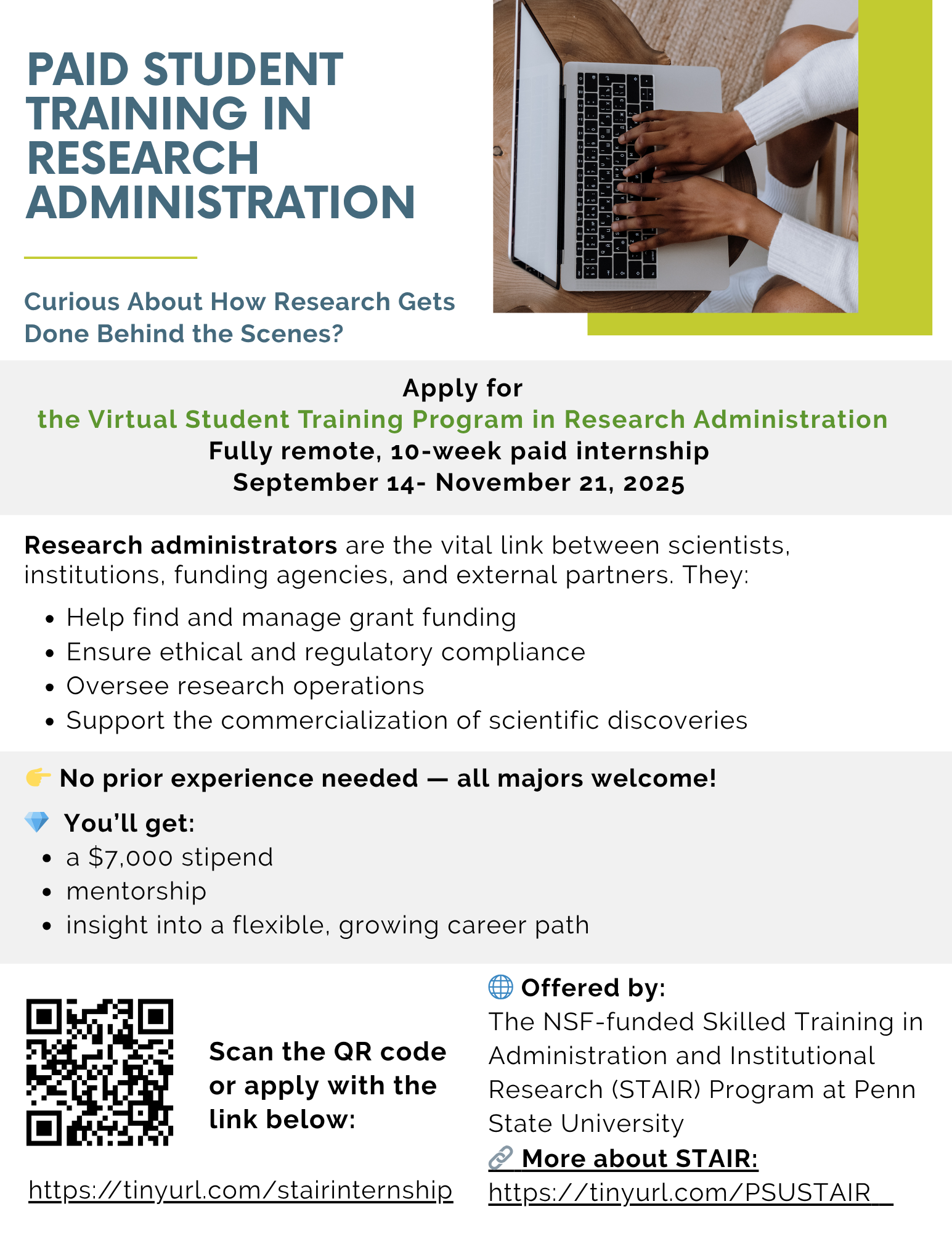 Paid Student Training in Research Administration (Fall 2025)