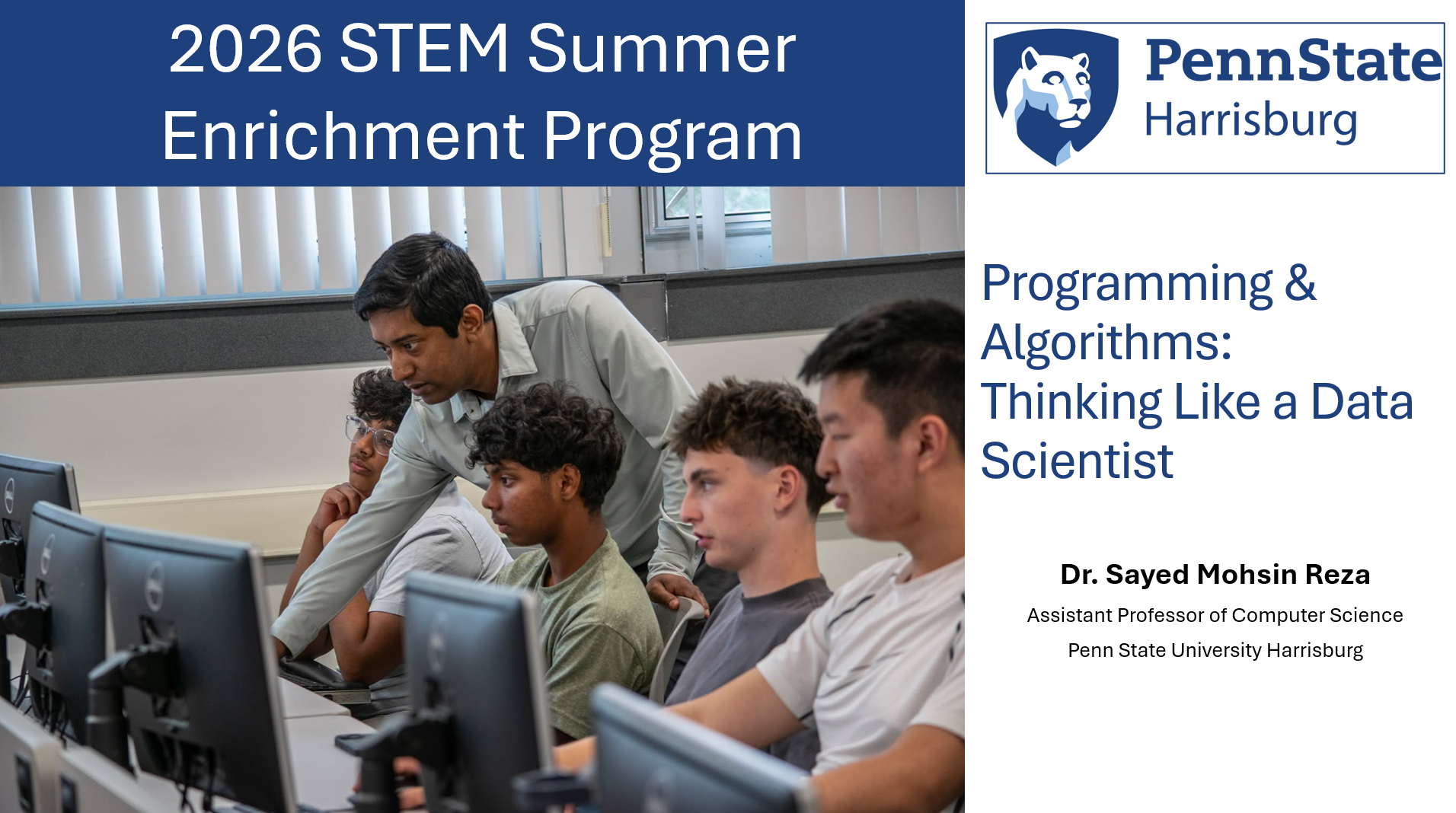 Dr. Sayed Reza Leads CS Workshop in 2026 STEM Summer Enrichment Program