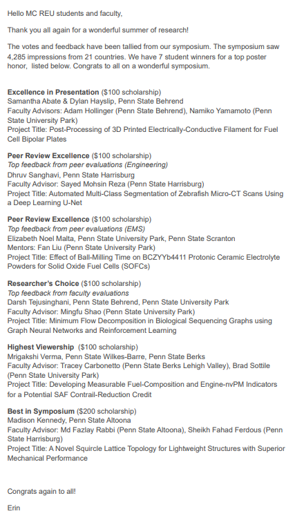 MCREU 2026 Award Details